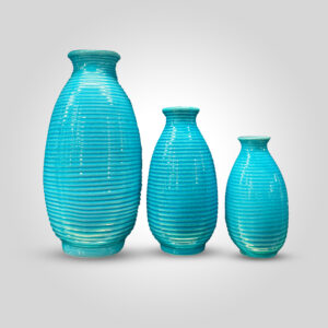 JIAO PAI Ceramic Vases Striped Blue Vases